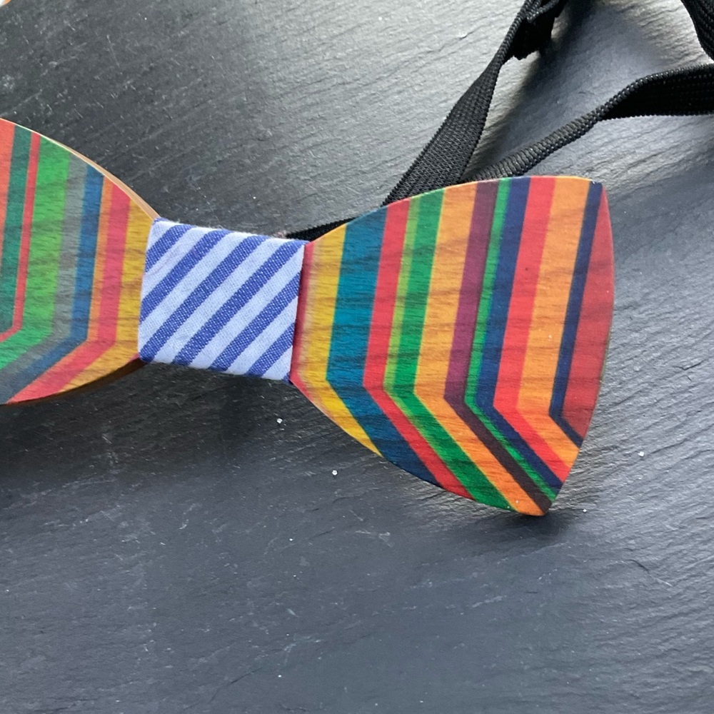 Handmade colorful wood party bowtie unique rare  rainbow pride NEW